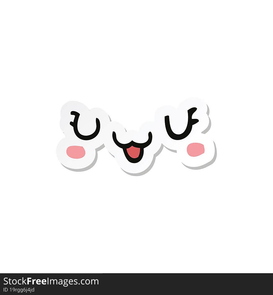 sticker of a cute happy cartoon face