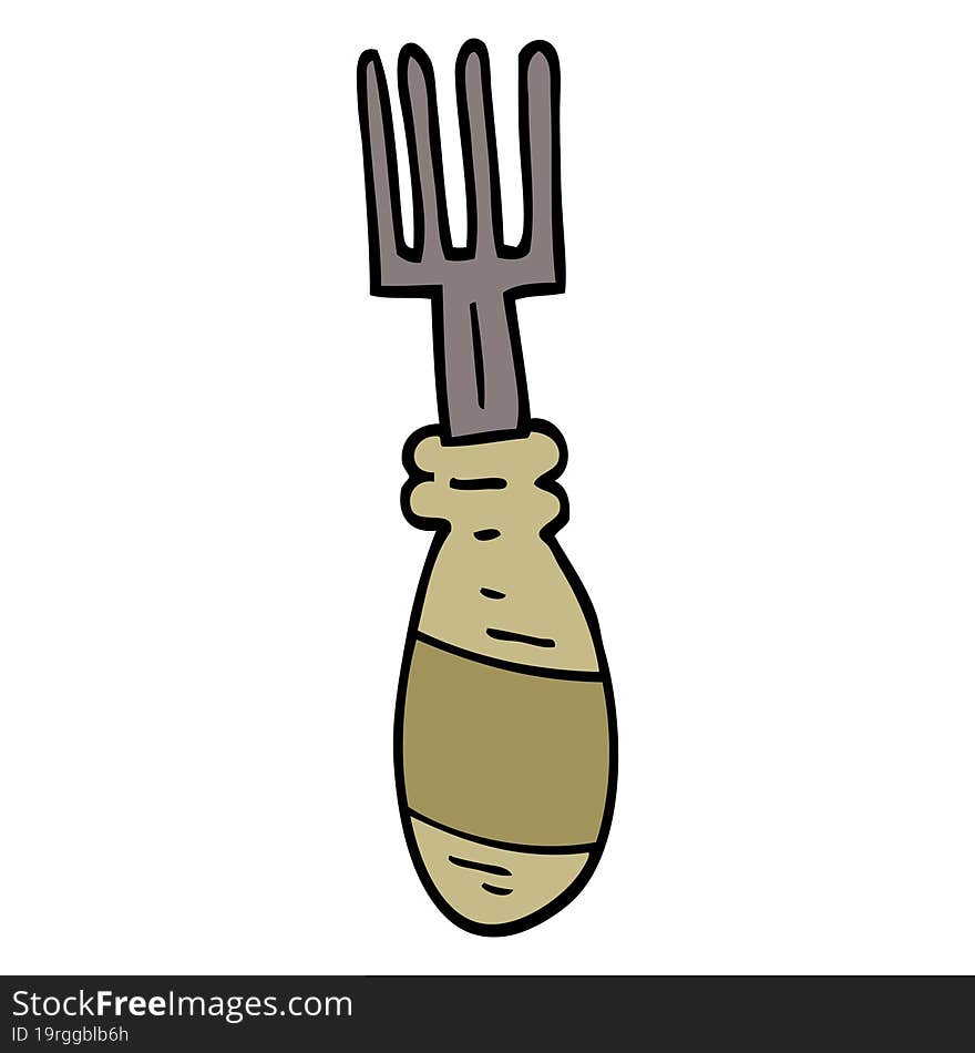 Hand Drawn Doodle Style Cartoon Fork