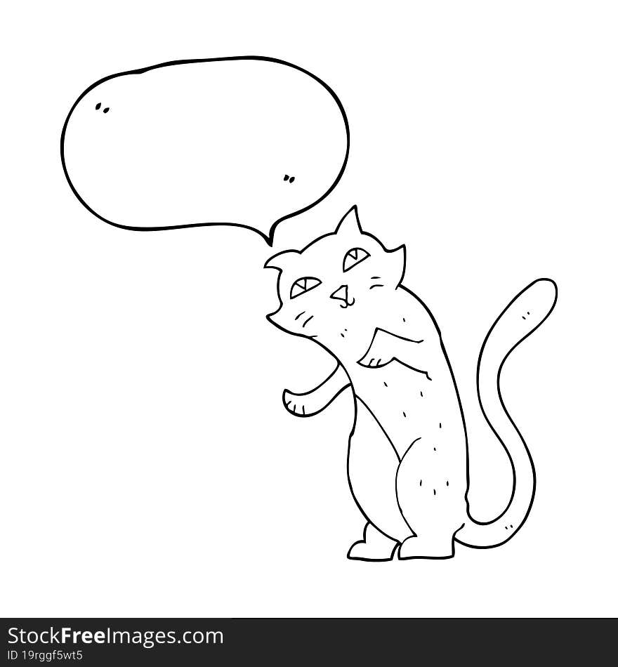 freehand drawn speech bubble cartoon cat