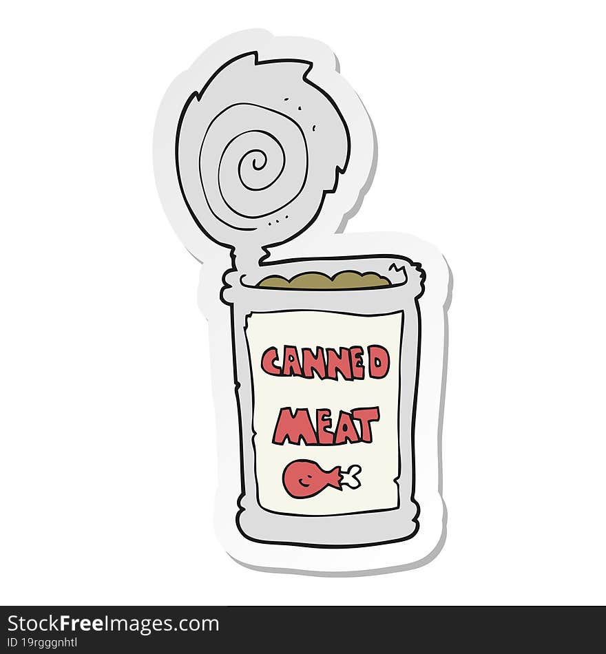 Sticker Of A Cartoon Canned Meat