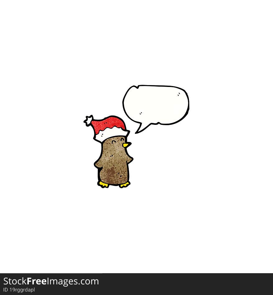 cartoon robin in santa hat