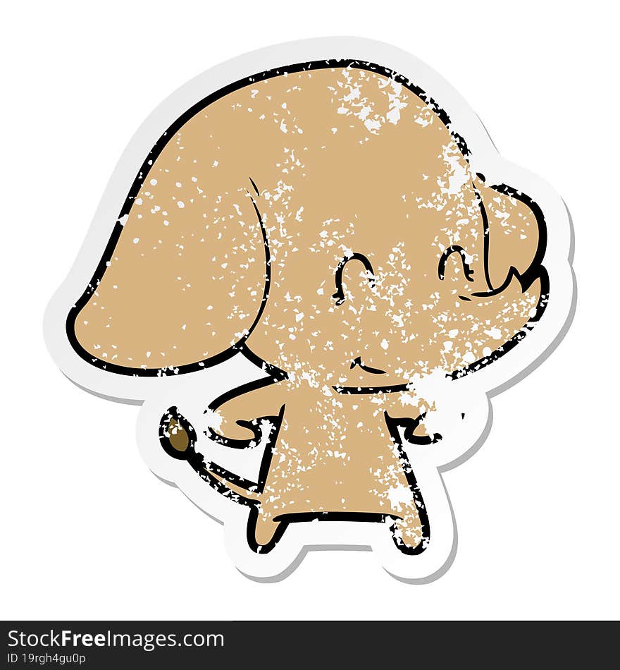 distressed sticker of a cute cartoon elephant