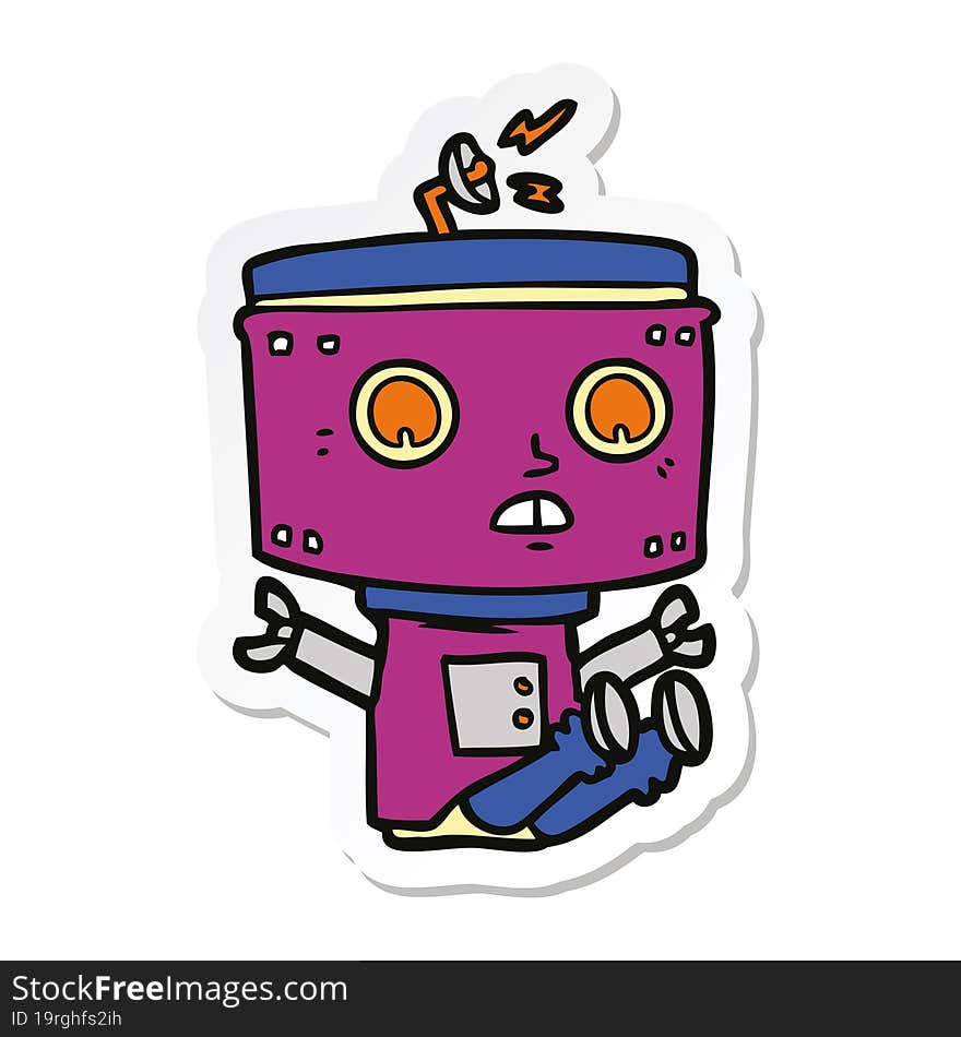 sticker of a cartoon robot