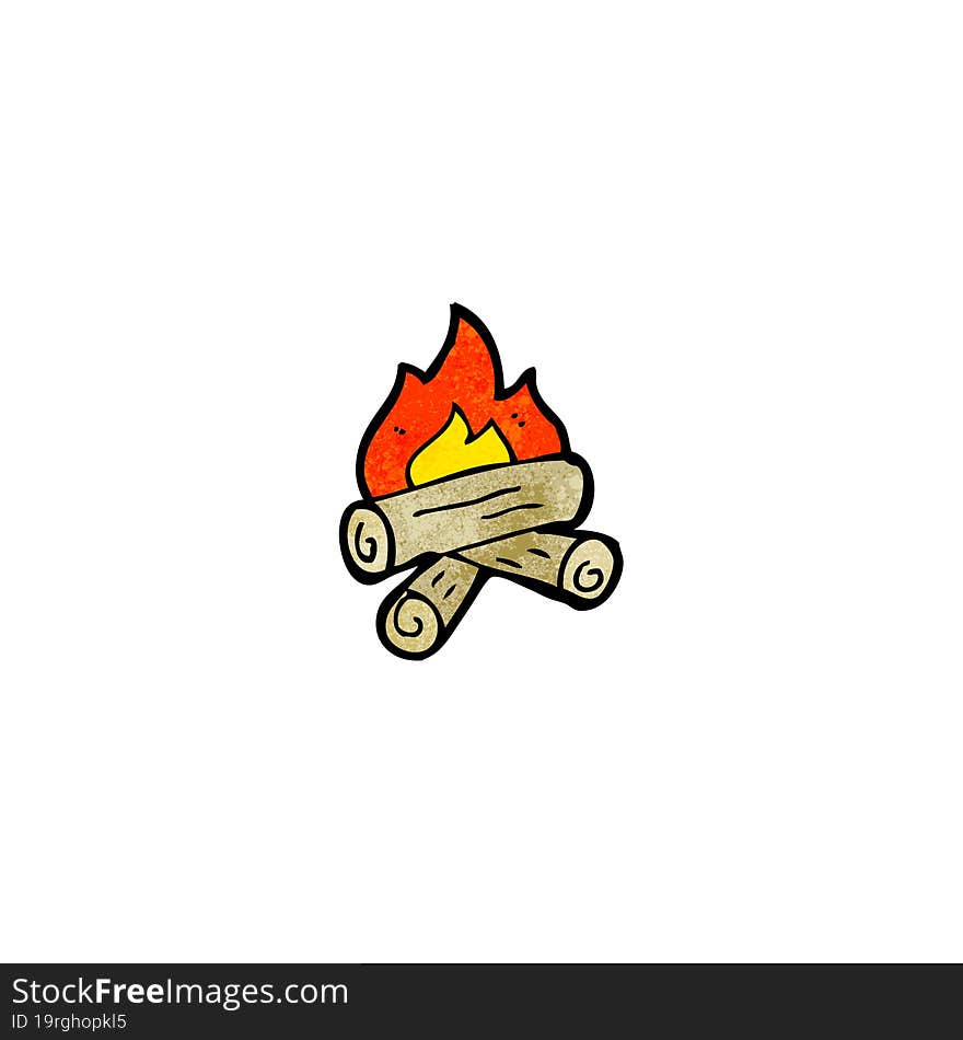 Cartoon Burning Wood Logs