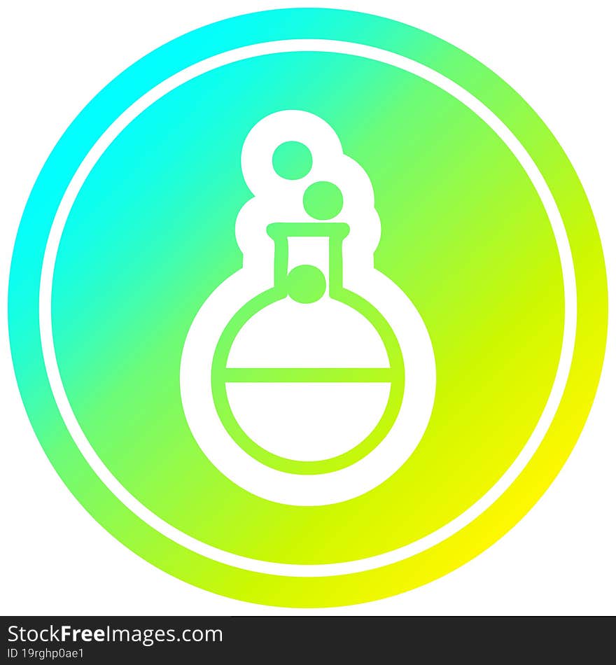 science experiment circular in cold gradient spectrum