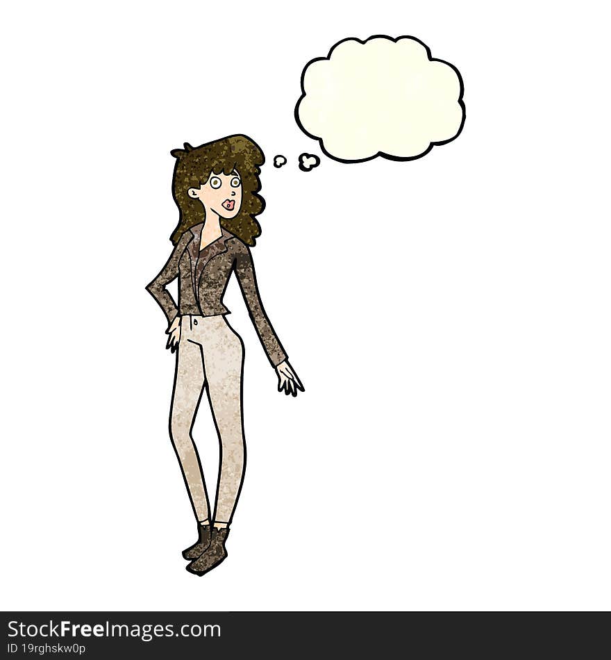 cartoon pretty woman  with thought bubble