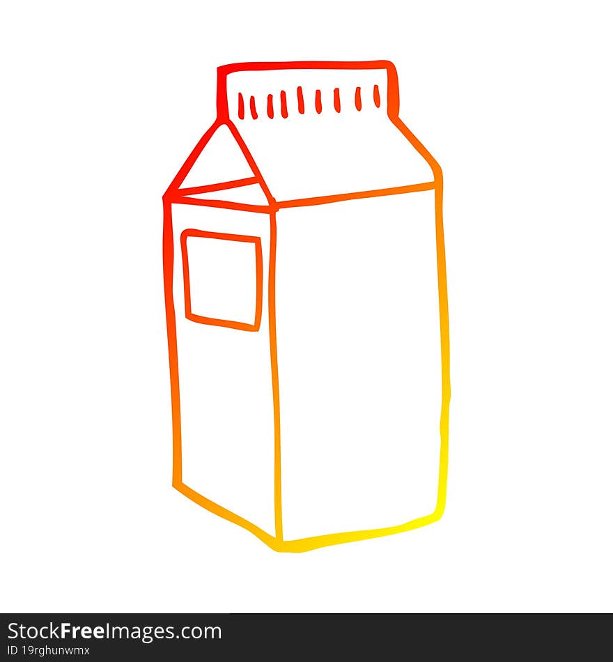 warm gradient line drawing of a cartoon milk carton