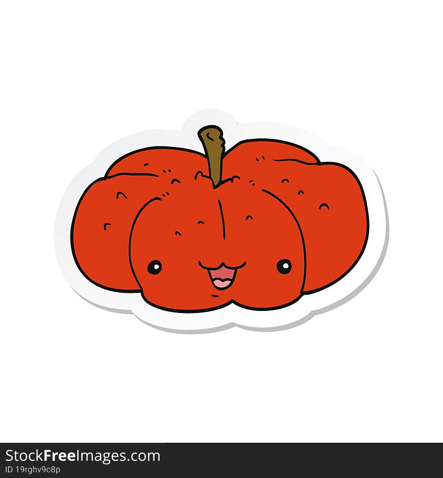 sticker of a cartoon pumpkin