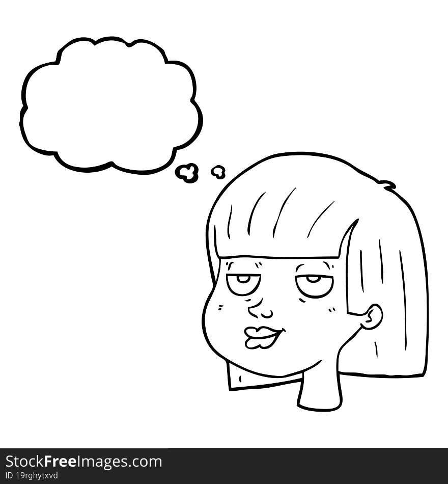 thought bubble cartoon female face