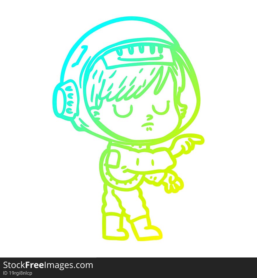 cold gradient line drawing cartoon astronaut woman