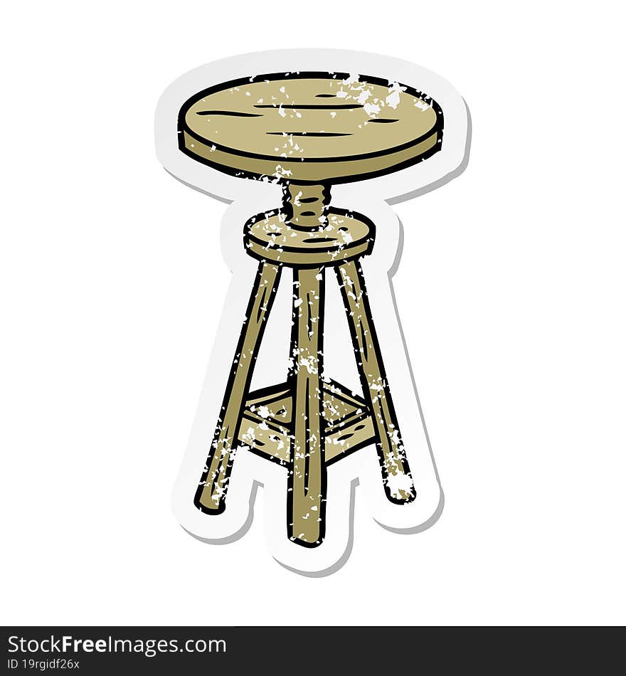 distressed sticker of a cartoon artist stool