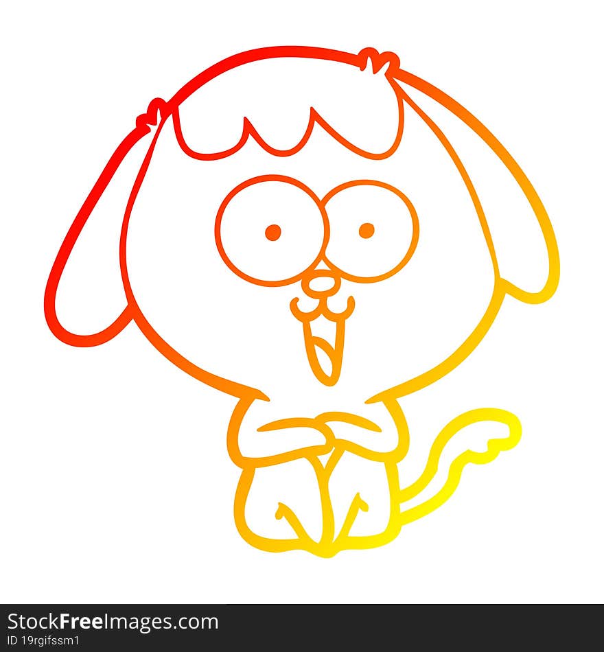 warm gradient line drawing of a cute cartoon dog