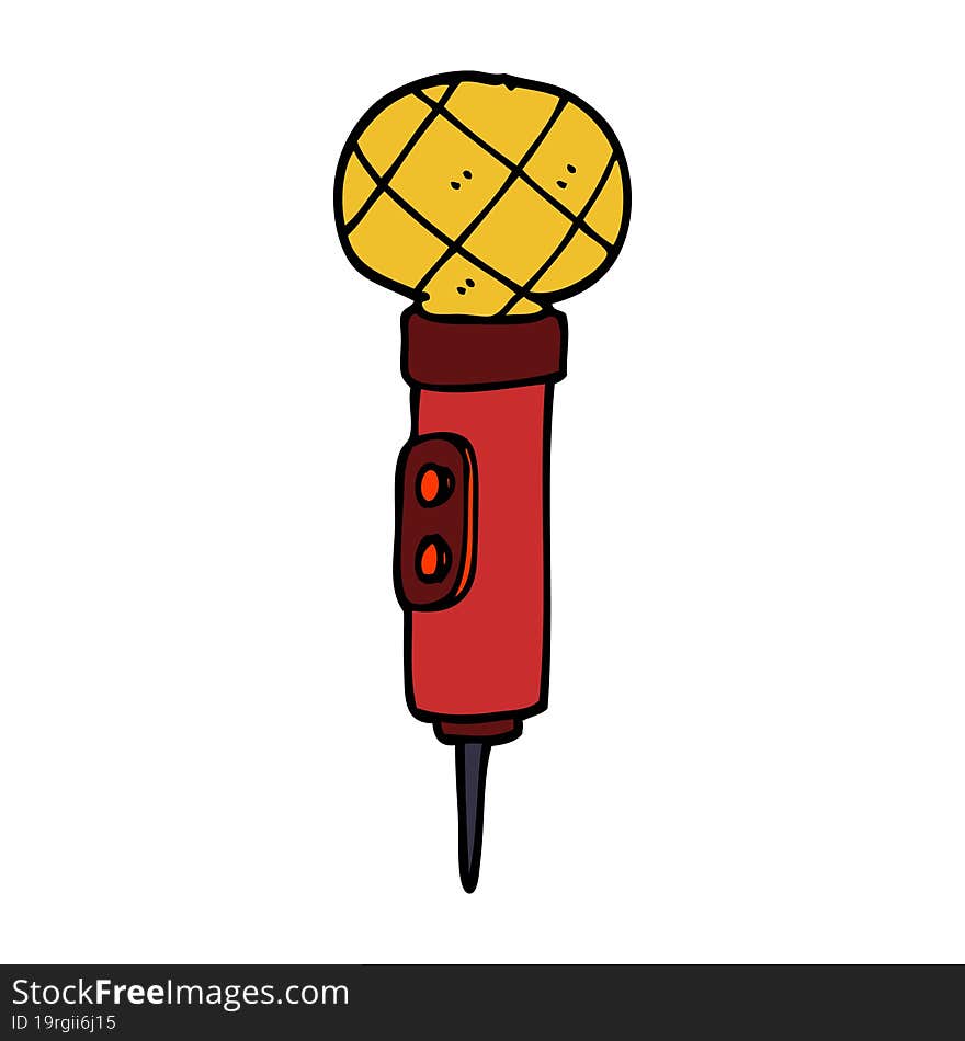 cartoon doodle gold microphone