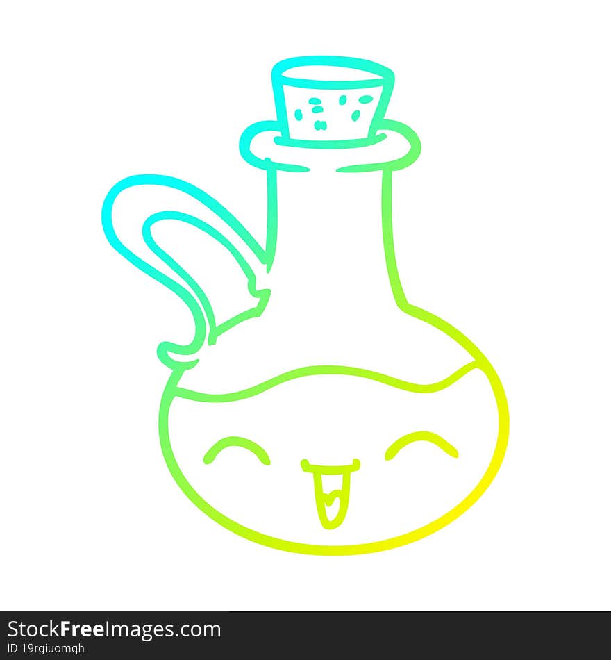 Cold Gradient Line Drawing Cartoon Happy Bottle Of Olive Oil