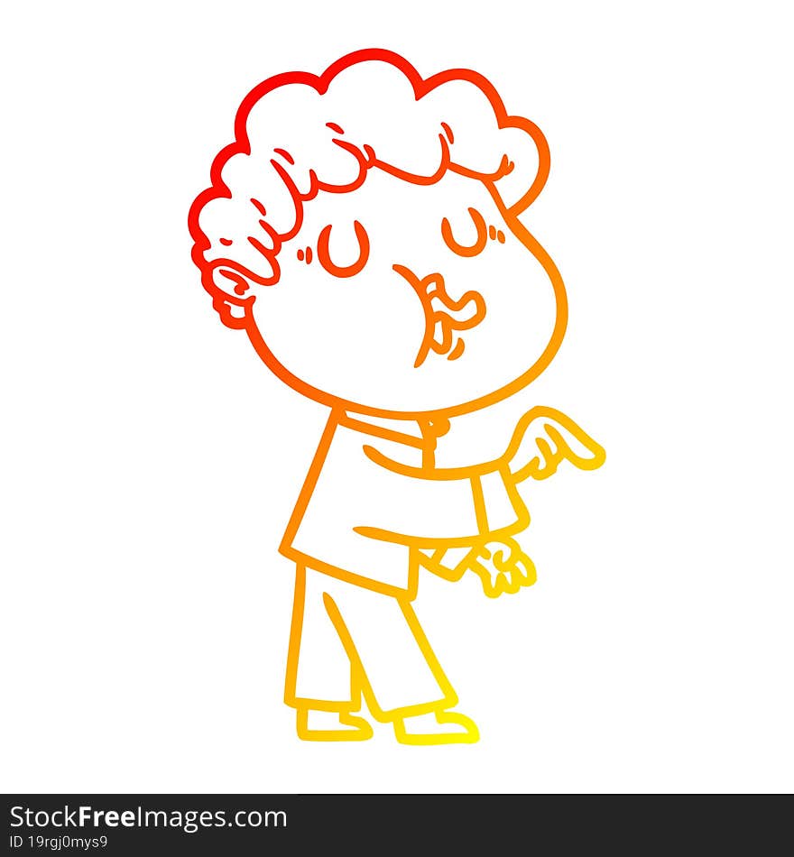 warm gradient line drawing cartoon man singing