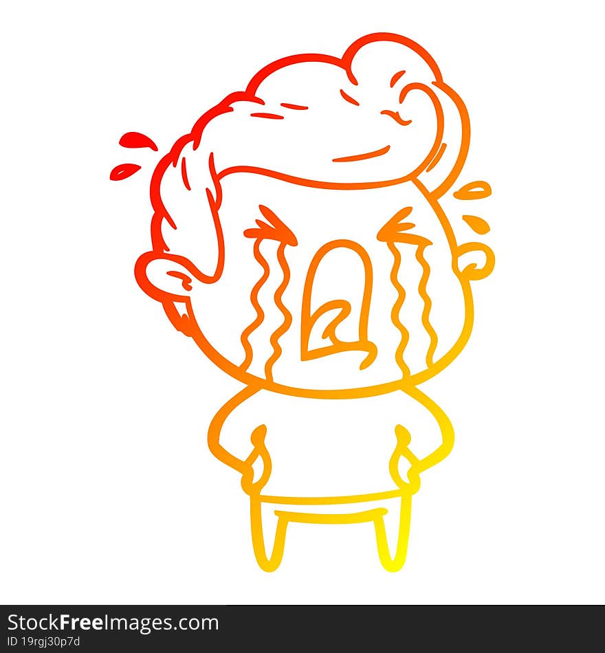 Warm Gradient Line Drawing Cartoon Crying Man