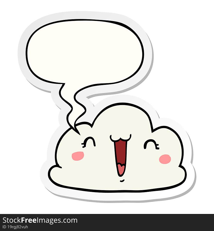 cartoon cloud with speech bubble sticker. cartoon cloud with speech bubble sticker