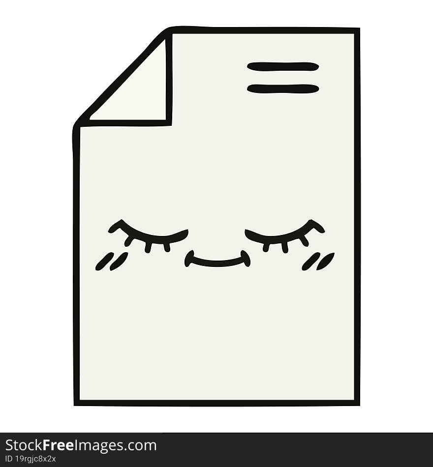 cute cartoon of a sheet of paper. cute cartoon of a sheet of paper