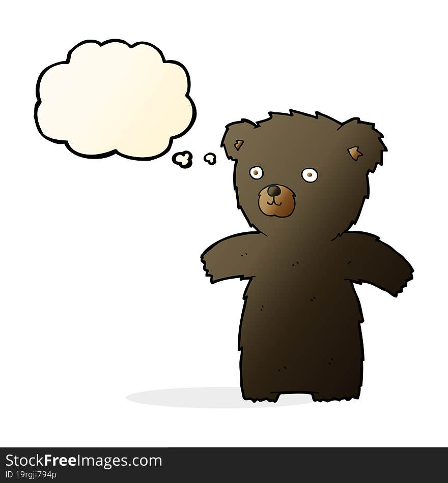 cute cartoon black bear with thought bubble