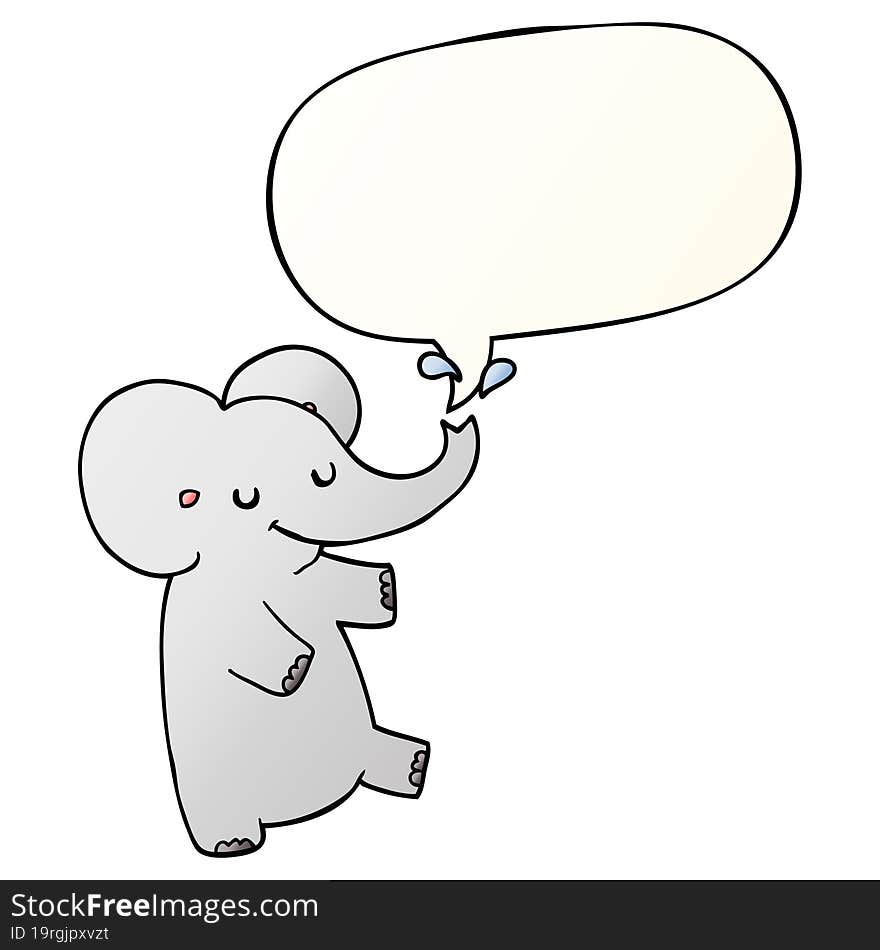 Cartoon Dancing Elephant And Speech Bubble In Smooth Gradient Style