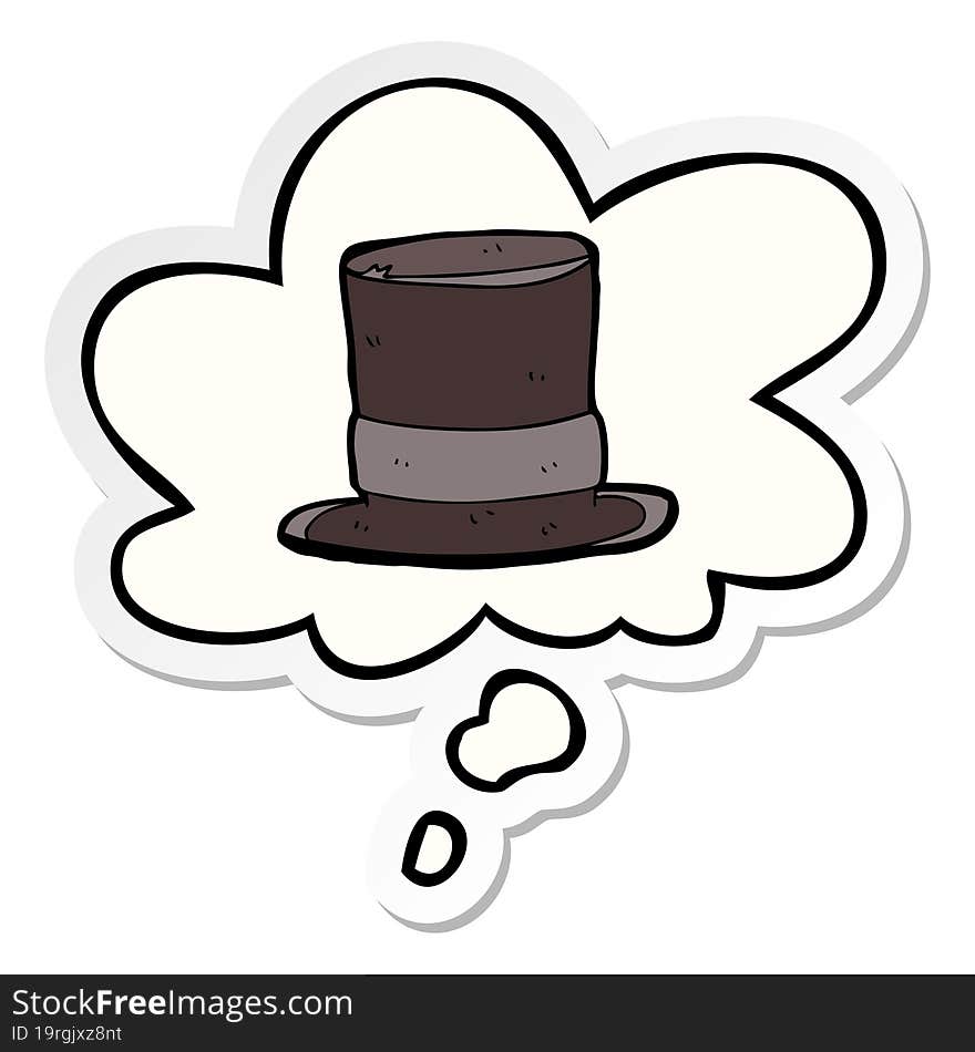 cartoon top hat and thought bubble as a printed sticker