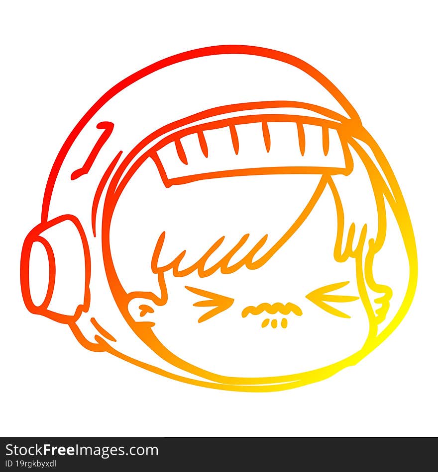 warm gradient line drawing cartoon stressed astronaut face