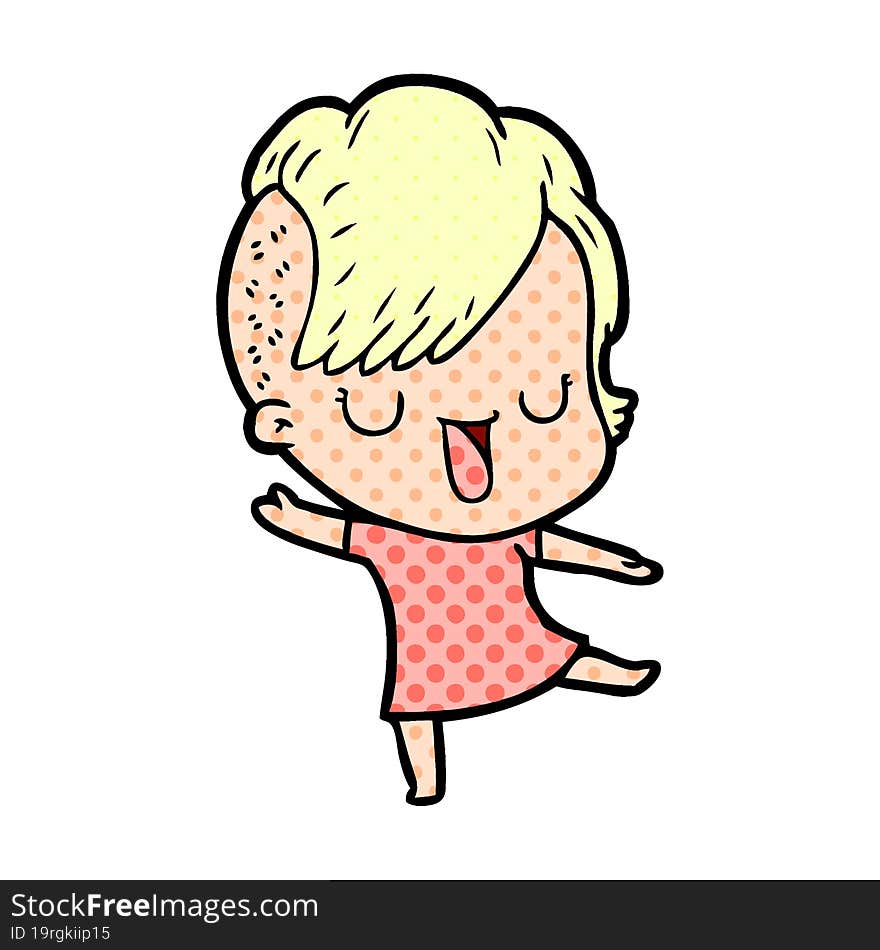 cute cartoon girl with hipster haircut. cute cartoon girl with hipster haircut