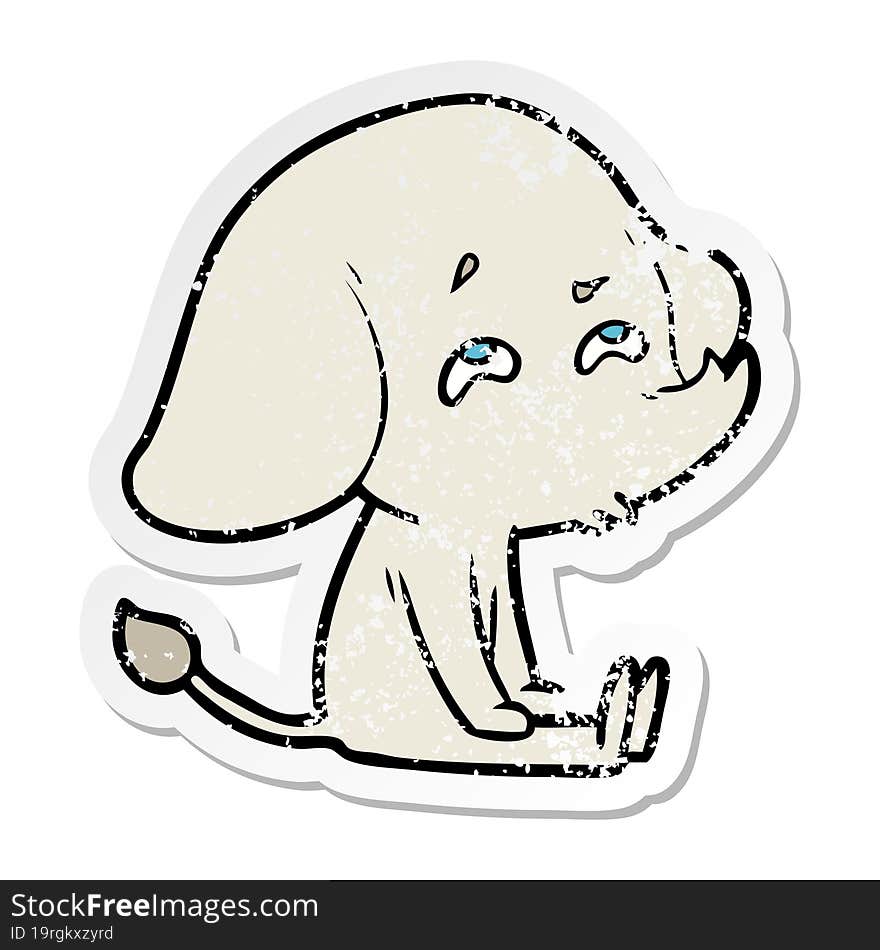 distressed sticker of a cartoon elephant remembering