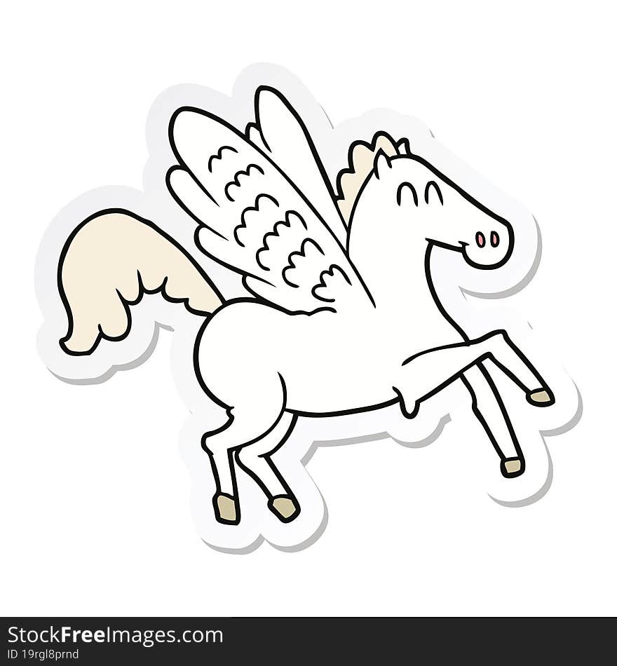 sticker of a cartoon winged horse