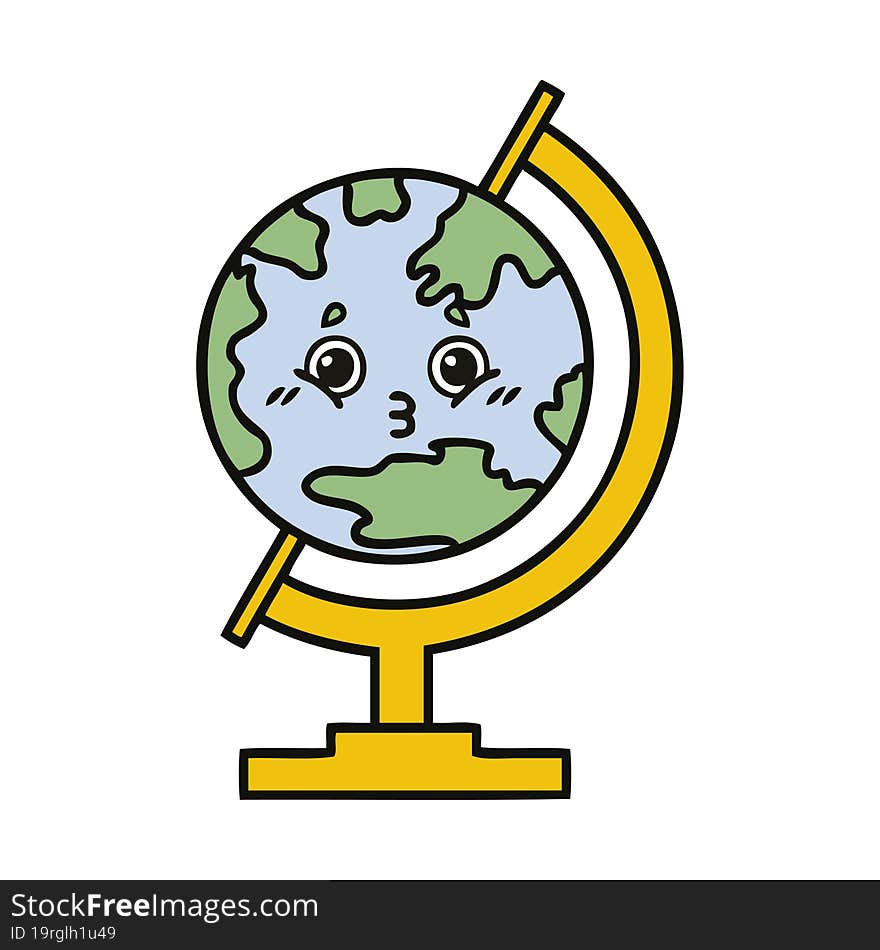 cute cartoon of a globe of the world