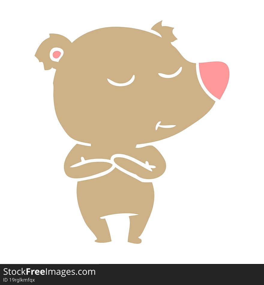 Happy Flat Color Style Cartoon Bear