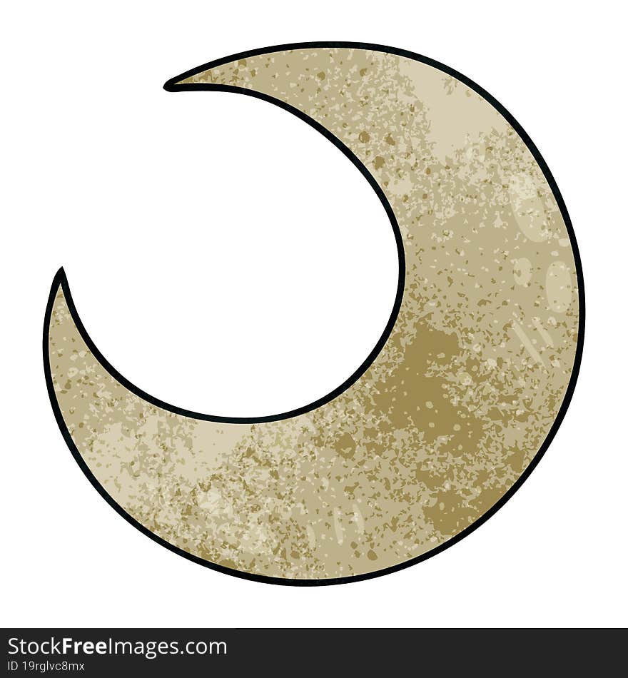 quirky hand drawn cartoon crescent moon