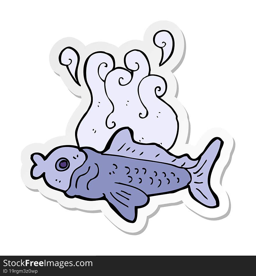 sticker of a cartoon funny fish