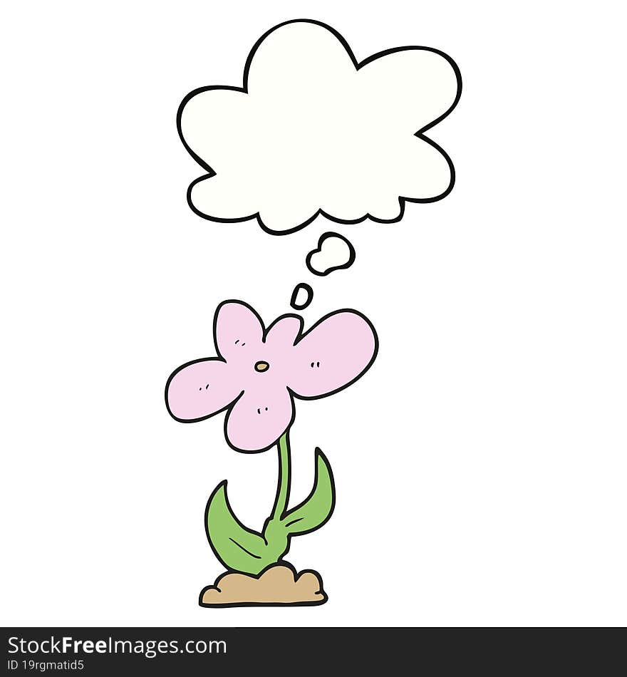 cartoon flower and thought bubble