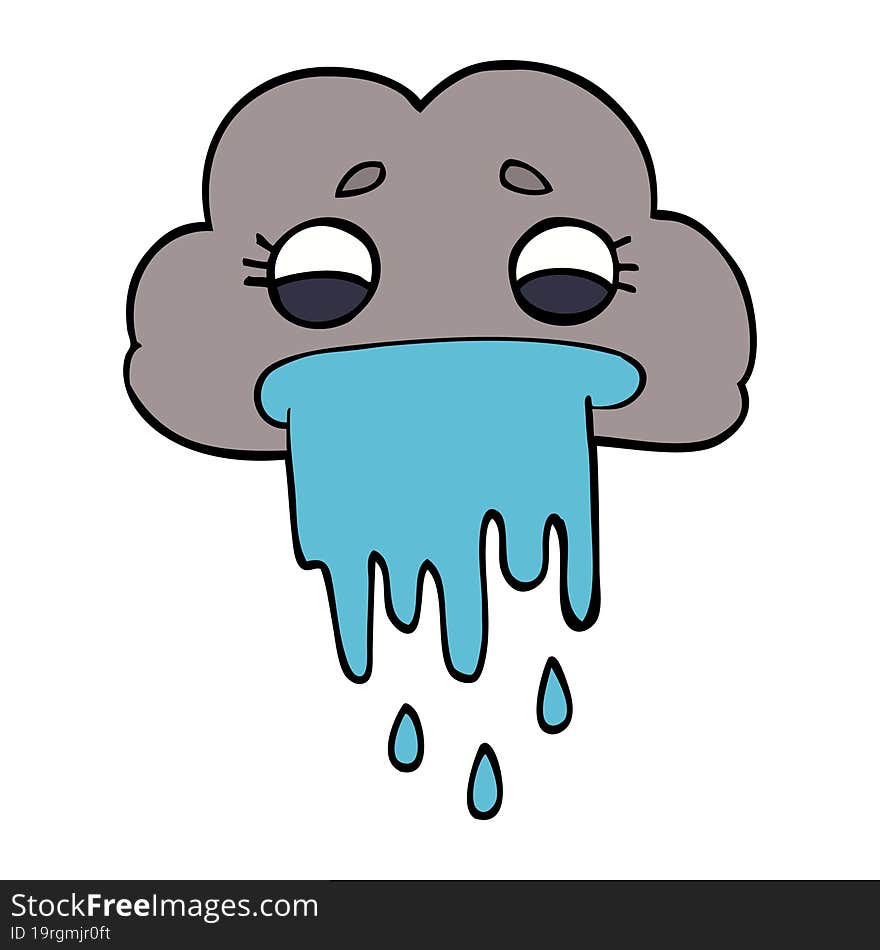 Cartoon Doodle Rain Cloud