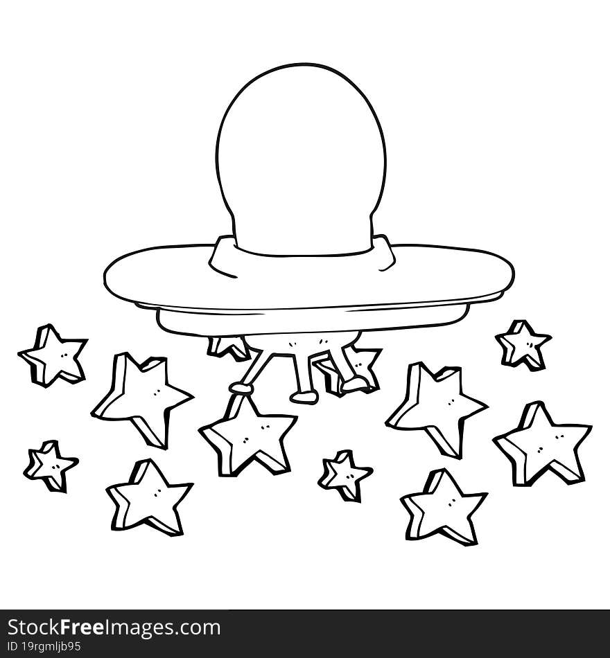 Black And White Cartoon Flying Saucer