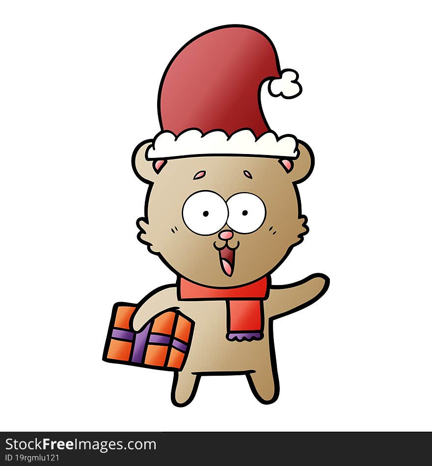 laughing teddy  bear with christmas present. laughing teddy  bear with christmas present