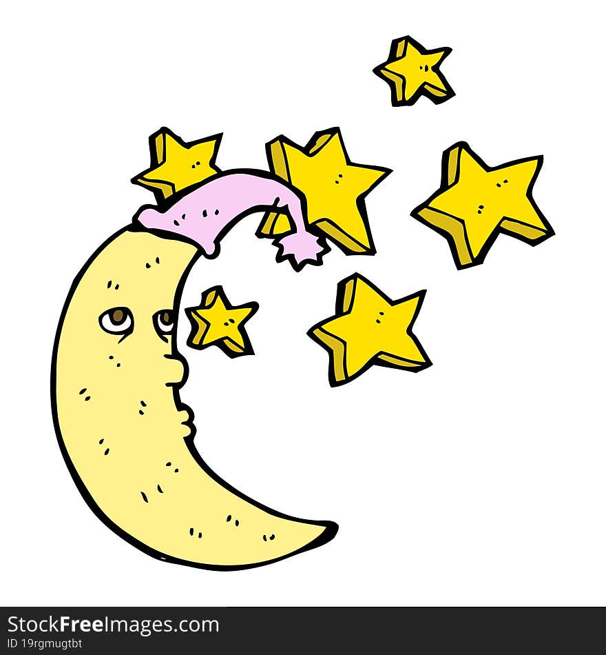 sleepy moon cartoon