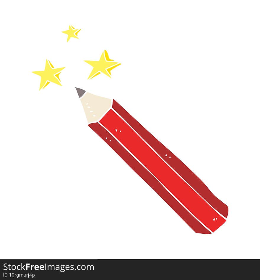 flat color illustration of a cartoon magic pencil