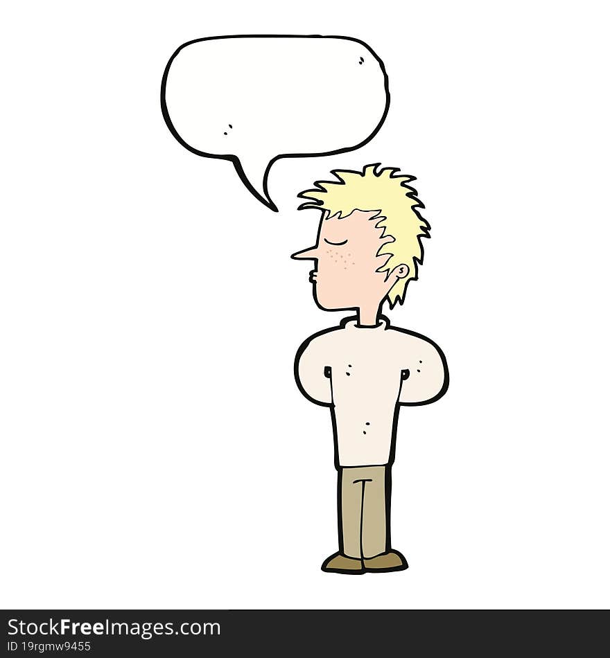 Cartoon Man Ignoring With Speech Bubble