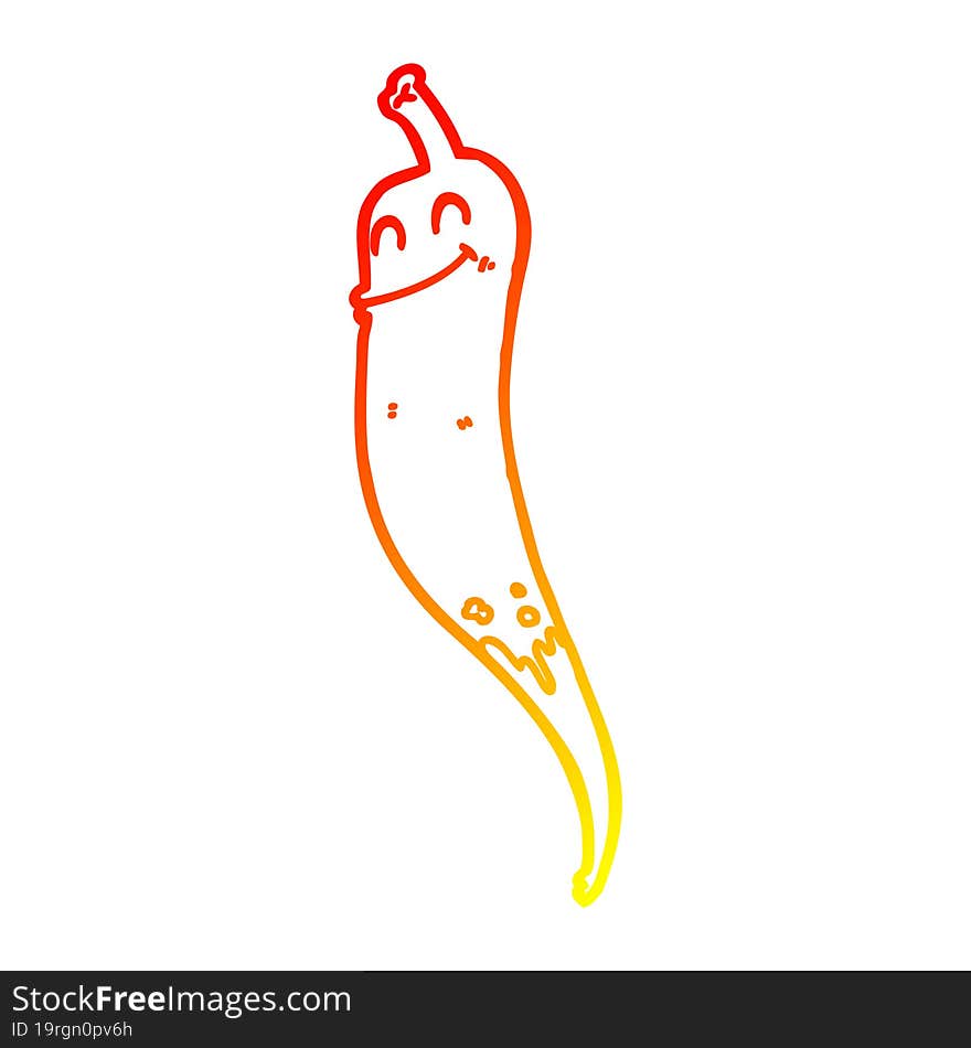 warm gradient line drawing cartoon chili pepper