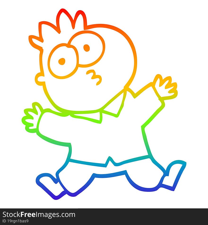 rainbow gradient line drawing of a cartoon funny office man