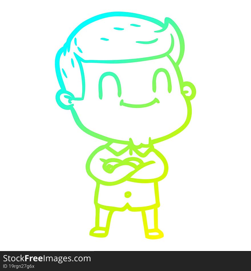 cold gradient line drawing of a cartoon friendly man