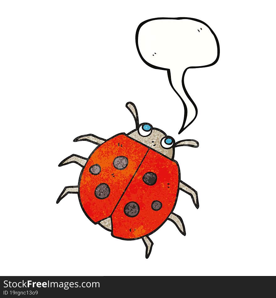 speech bubble textured cartoon ladybug