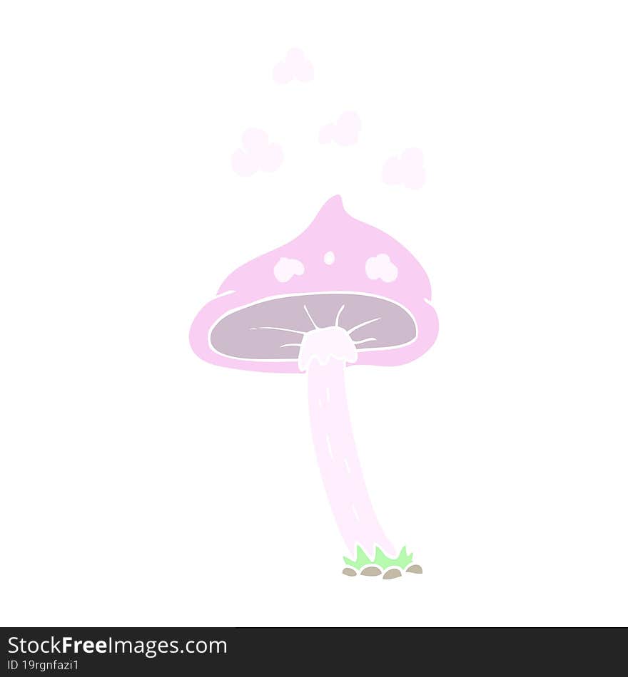 flat color illustration of a cartoon mushroom