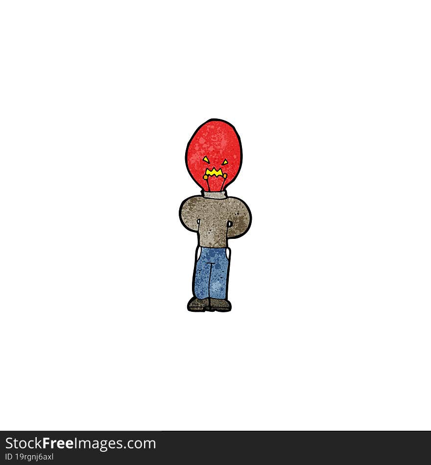 cartoon man with red light bulb head