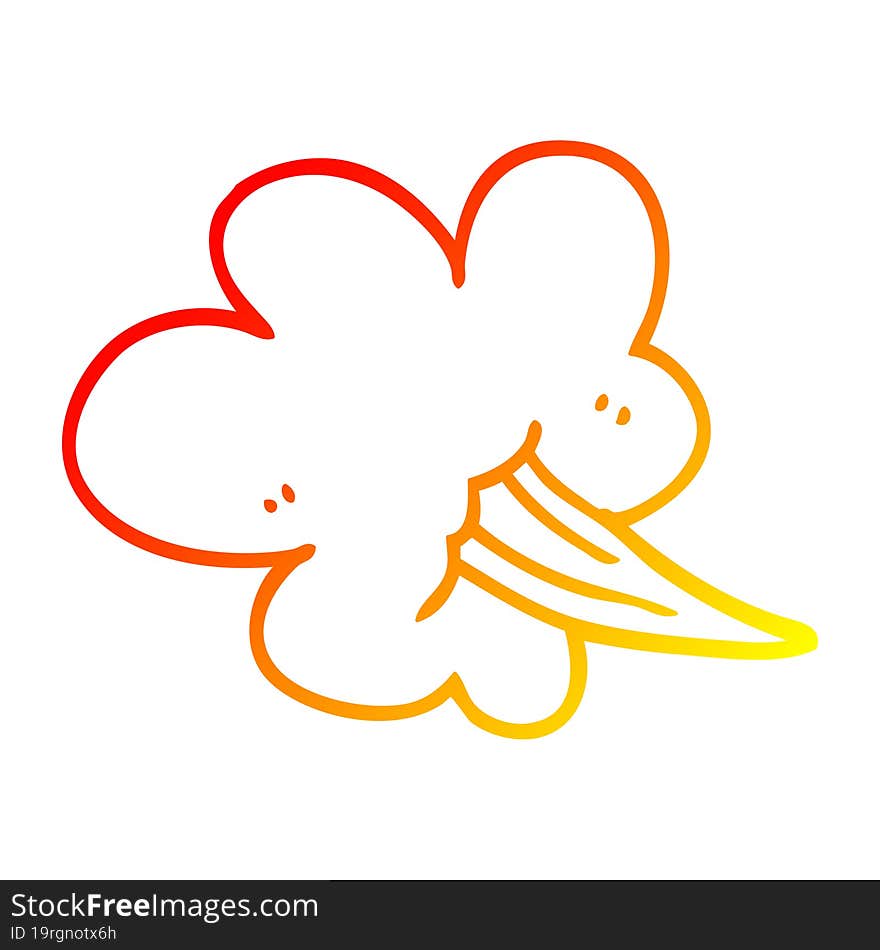 warm gradient line drawing cartoon whooshing cloud