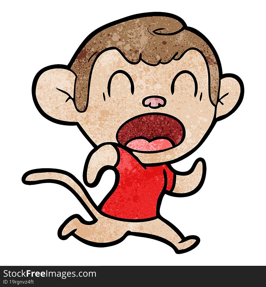 shouting cartoon monkey running. shouting cartoon monkey running