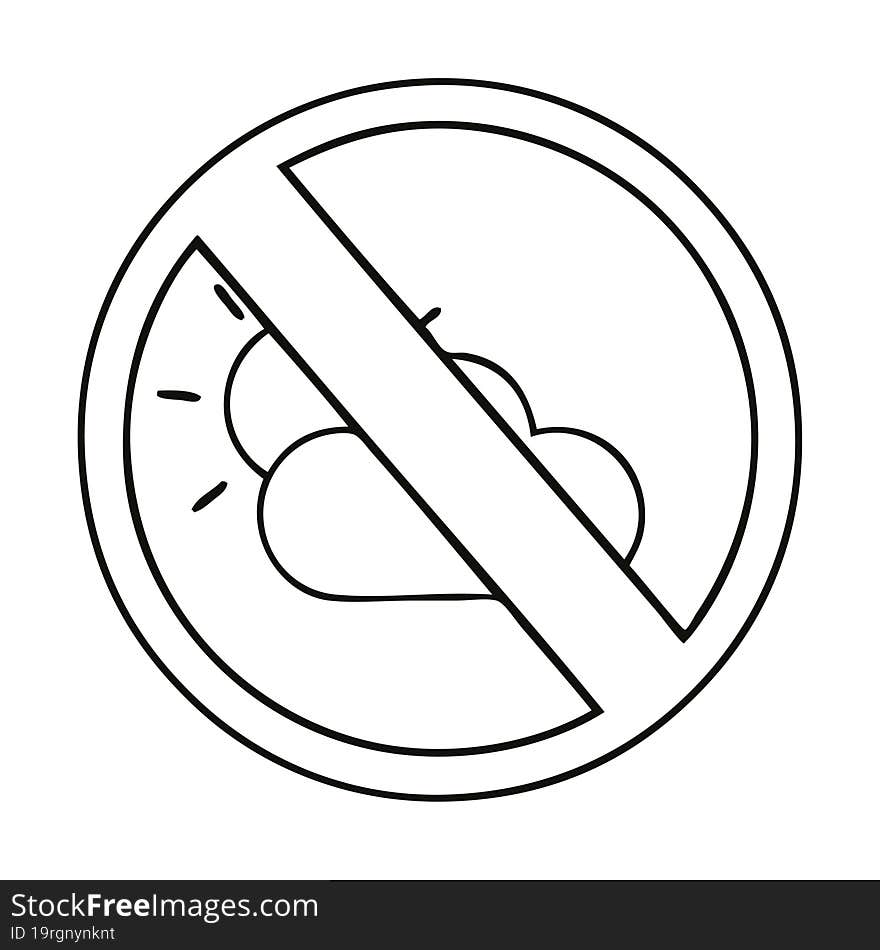 line drawing cartoon no sunny spells allowed sign