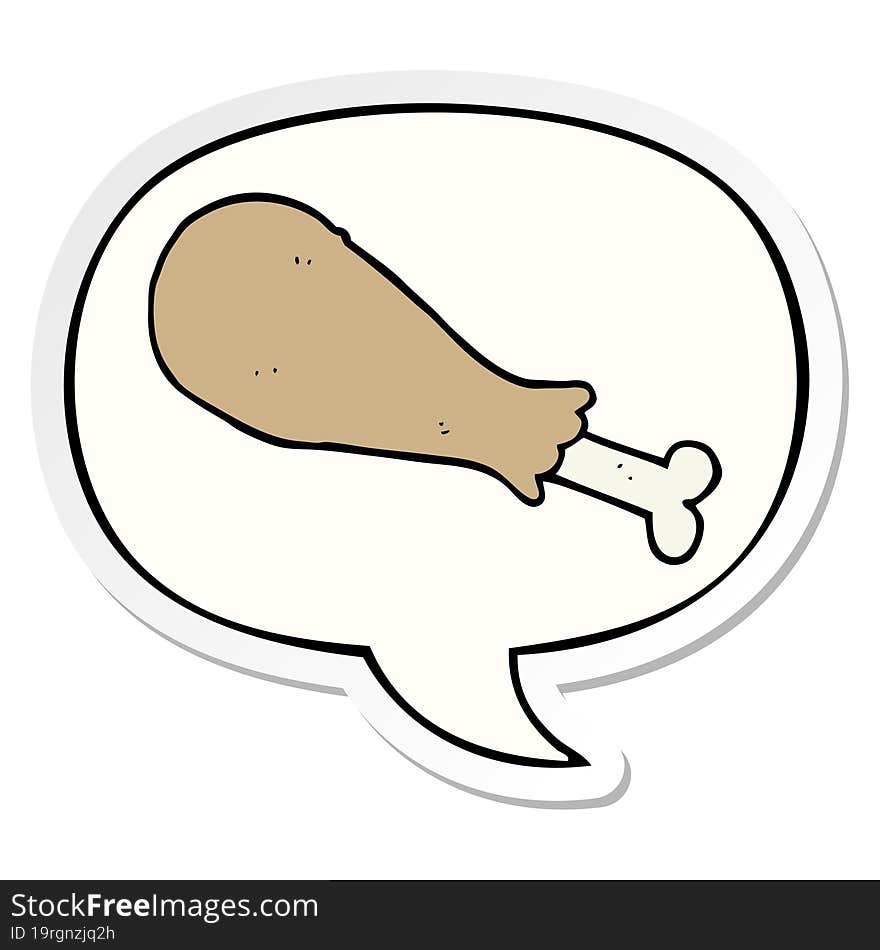 cartoon chicken leg and speech bubble sticker